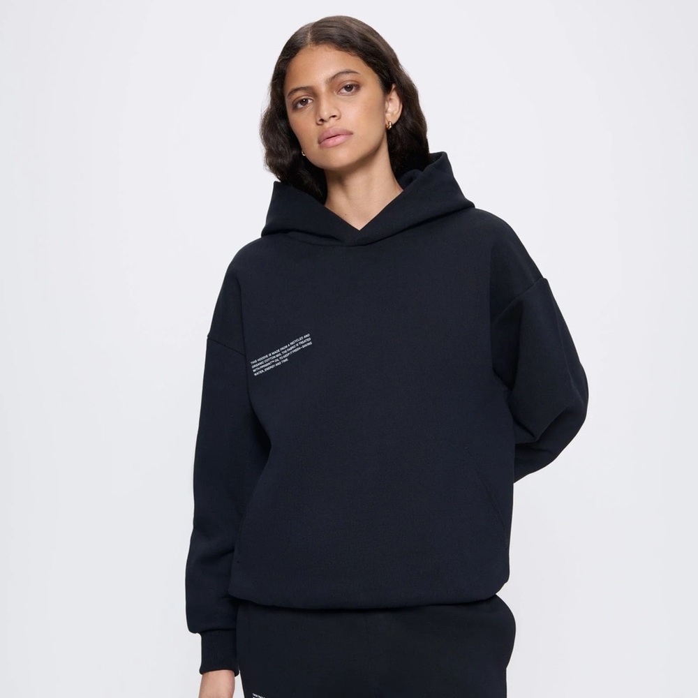 Pangaia lightweight cotton hoodie in black, size medium